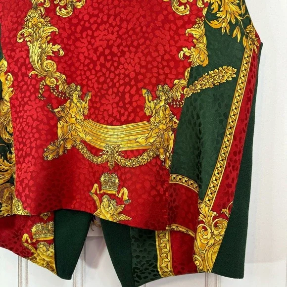 Vintage Luan Sare Alta‎ Moda Vest Italian Wool Green Red Gold Baroque Mob Wife - Picture 7 of 13